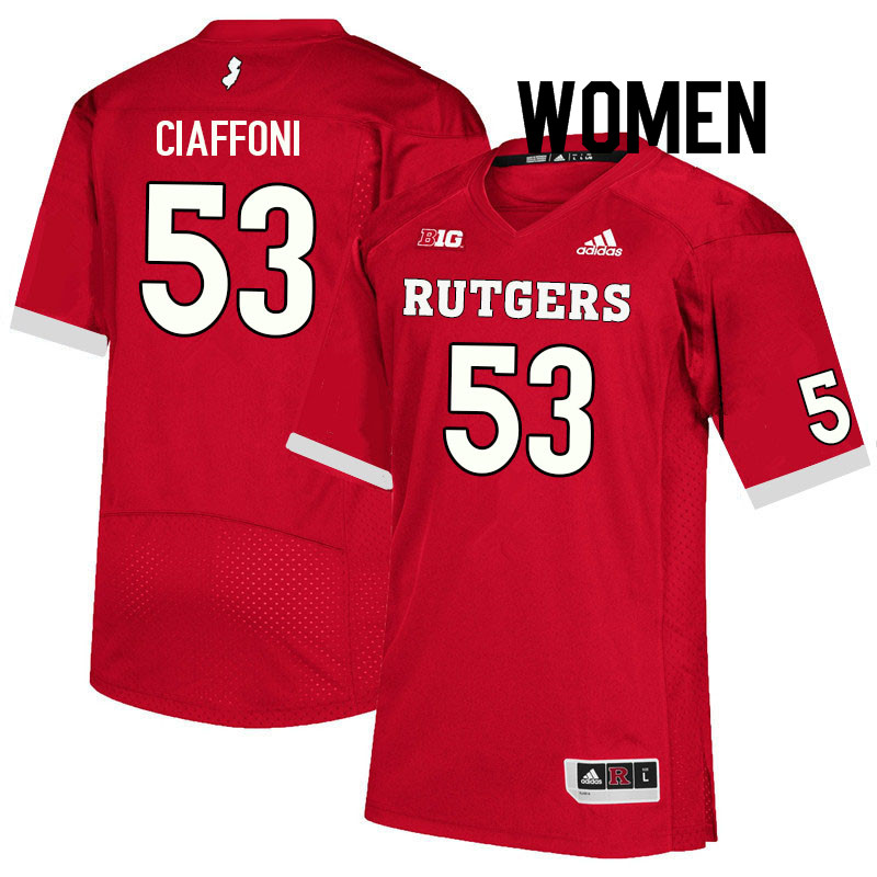 Women #53 Mike Ciaffoni Rutgers Scarlet Knights College Football Jerseys Sale-Scarlet